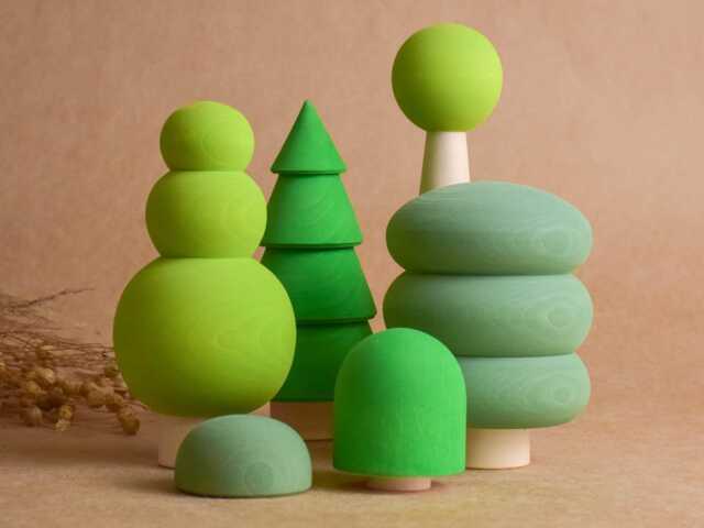Wooden Christmas Trees Set, Holiday Tabletop Forest Figurines, Handcrafted Natural Solid Wood, Home Decor, Unique Handmade Gift - image 1