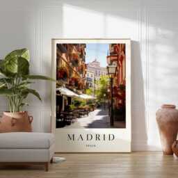 Madrid Street Scene Poster Spain Travel Art Print - thumbnail 3