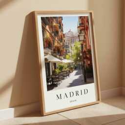 Madrid Street Scene Poster Spain Travel Art Print - thumbnail 2