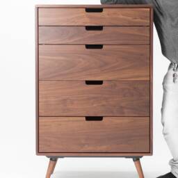 Chest Of Drawers, Tallboy, Mid-Century, Scandinavian Style, in Oak Or Walnut Solid Wood - thumbnail 4