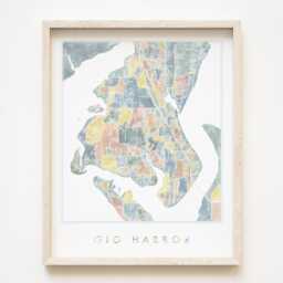 Gig Harbor Map Hand Painted Art Washington City Drawing - Art Print Wedding Moving Realtor Gift Vacation Rental Decor Puget Sound - thumbnail 1
