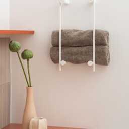 Industrial Wall Mounted Towel Holder, White Towel Shelf, Bathroom Organisation, Bathroom Accessories, Modern Bathroom, Home Spa Luvia - thumbnail 3