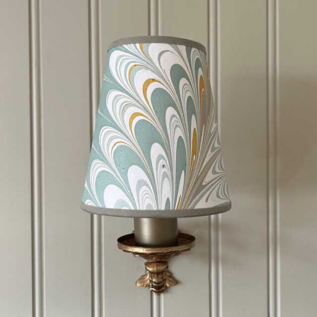 Hand Marbled Caram - Handmade, Candle Clip Lampshade For Wall Lights - image 1