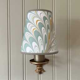Hand Marbled Caram - Handmade, Candle Clip Lampshade For Wall Lights - thumbnail 1