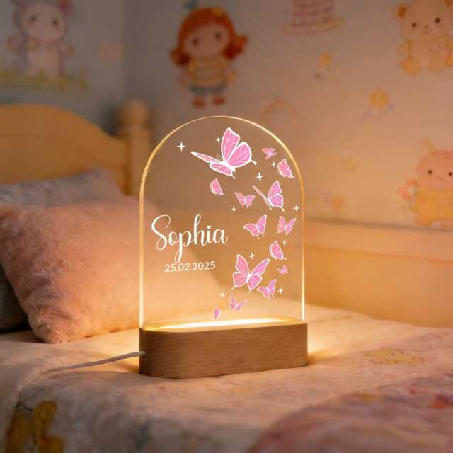 Custom Butterfly Night Light, Personalized Baby Girl Nursery Decor - image 1