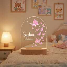 Custom Butterfly Night Light, Personalized Baby Girl Nursery Decor - thumbnail 2