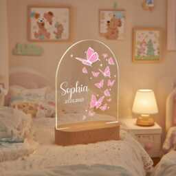 Custom Butterfly Night Light, Personalized Baby Girl Nursery Decor - thumbnail 3