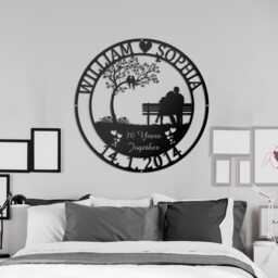 Personalized 50Th Anniversary Gift For Parents, Custom 50 Year Sign, Ruby Gift, Wedding Metal Wall Art - thumbnail 1