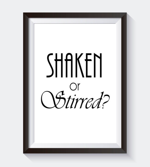 Shaken Or Stirred, Digital Print, Bar Cart Decor, Prints, Black & White Art, James Bond Martini Gallery Wall Decor - image 1