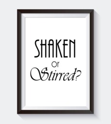 Shaken Or Stirred, Digital Print, Bar Cart Decor, Prints, Black & White Art, James Bond Martini Gallery Wall Decor - thumbnail 1