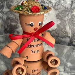 Personalised Terracotta Plant Pot Man Or Lady Wheelbarrow Planter Happy Retirement, Birthday Easter Garden Gift - thumbnail 2