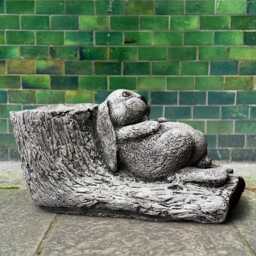Concrete Rabbit With Flower Pot Decor Cement Bunny Plant Stand Garden Planter Statue Stone - thumbnail 2
