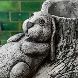 Concrete Rabbit With Flower Pot Decor Cement Bunny Plant Stand Garden Planter Statue Stone - thumbnail 4