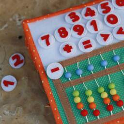 Pizza Math Double Page Spread For Custom Built Quiet Book By Tomtoy, Math-Pretend Play, Fabric Busy Book Pages, 20x20cm, Double - thumbnail 2