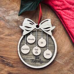Personalised Christmas Bauble- Wooden Bauble -Tree Decoration - Family Baubles- Xmas Bauble Tree Decor - thumbnail 3