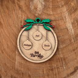 Personalised Christmas Bauble- Wooden Bauble -Tree Decoration - Family Baubles- Xmas Bauble Tree Decor - thumbnail 2