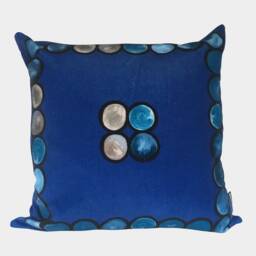 Ombr?? Circle Velvet Cushion, Cobalt + Grey - thumbnail 2