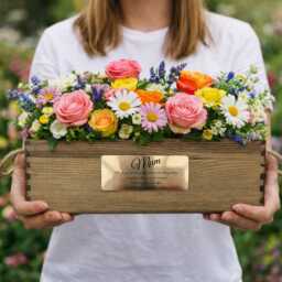 Personalised Wooden Planter Box - Engraved Mother's Day Gift With Message