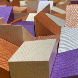 Handcrafted Acoustic Wood Wall Art Rose Gold Geometric Sound Diffuser - thumbnail 2