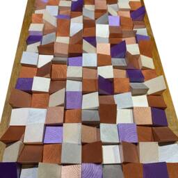 Handcrafted Acoustic Wood Wall Art Rose Gold Geometric Sound Diffuser - thumbnail 3