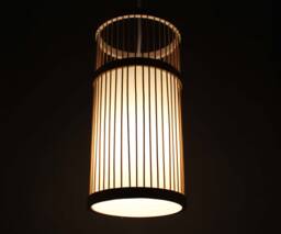 Cylindrical Bamboo Pendant Light Natural Woven Lampshade