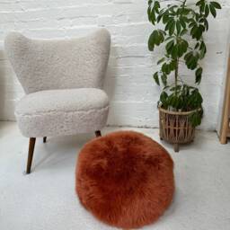 Handmade Cinnamon Sheepskin Pouffe, Plastic-Free Footstool, Ethically Sourced, Cosy Home Decor - thumbnail 4