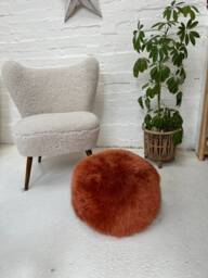 Cinnamon Sheepskin Pouffe, Brown Footstool, Pouffe , Neutral Interior, Living Room Decor, Genuine, Soft & Fluffy, Cosy Home - thumbnail 1