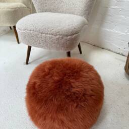 Cinnamon Sheepskin Pouffe, Brown Footstool, Pouffe , Neutral Interior, Living Room Decor, Genuine, Soft & Fluffy, Cosy Home - thumbnail 3