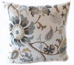 Custom Outdoor Pillow Cover, Bright Green Aqua Floral, All Sizes - thumbnail 1