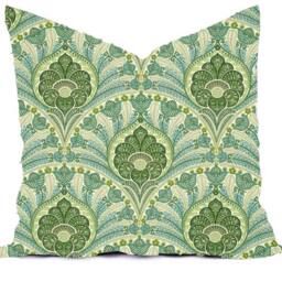 Custom Outdoor Pillow Cover, Bright Green Aqua Floral, All Sizes - thumbnail 3