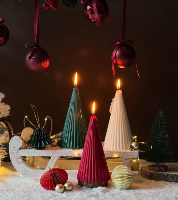 Soy Wax Christmas Tree Candle Festive Vegan Decor - image 1