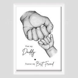Personalised Daddy's Team Best Friend Print Fist Bump Hands Up To 5 Children Unframed - thumbnail 2