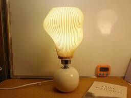 Mushroom Lamp - Retro Table - Art Deco 3D Printed Shade Ceramic Base 5W Led Bulb - thumbnail 1