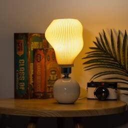 Mushroom Lamp - Retro Table - Art Deco 3D Printed Shade Ceramic Base 5W Led Bulb - thumbnail 3