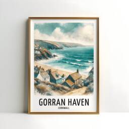 Gorran Haven Travel Print - Watercolour Poster Design - Wall Artwork Cornwall Gifts Home Decor Art Gift England Beach Picture - thumbnail 3