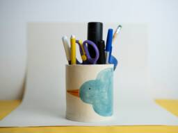 Bird Pencil Holder, Ceramic Teacher Cup, Desk Organizer, Kitchen Handmade Pottery, Pottery