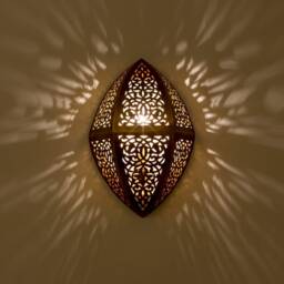 Moroccan Brass Wall Sconce Diamond Shape, Intricate Cutout Light, Artisan Lamp, Unique Fixture, Geometric Decor - thumbnail 2