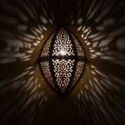 Moroccan Brass Wall Sconce Diamond Shape, Intricate Cutout Light, Artisan Lamp, Unique Fixture, Geometric Decor - thumbnail 3