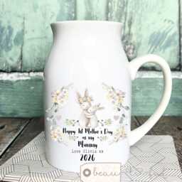 Personalised First 1st Mother's Day Gift Mum Nanna Nanny Grandma Gran Gift Bunny Floral Ceramic Small Vase Jug Mug Birthday Easter - thumbnail 1