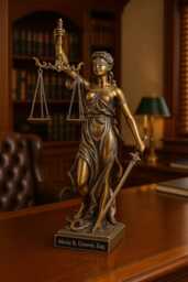 Blind Lady Justice Statue, Greek Bronze Office Gift, Gifts For Lawyers, Engraved Goddess Statue, Divine