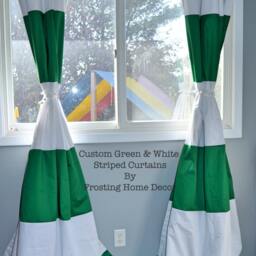 Custom Green Striped Curtains Nautical Window Treatments - thumbnail 2