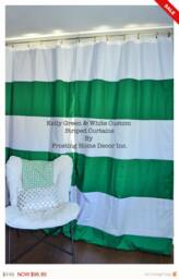 Custom Green Striped Curtains Nautical Window Treatments - thumbnail 1
