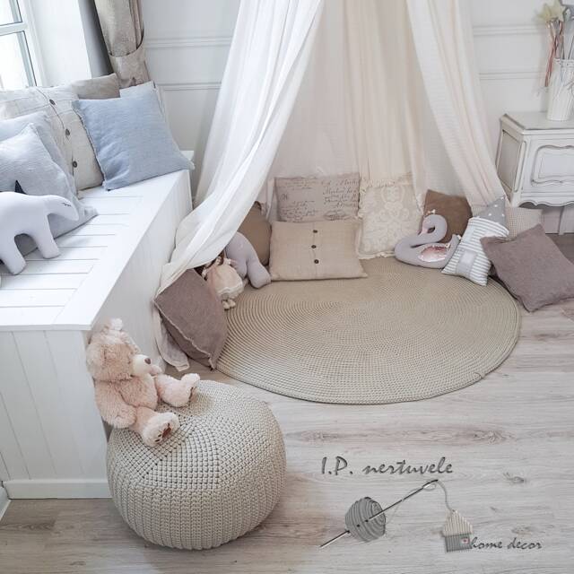 Crochet Round Rug For Children's Rooms - Suitable Sitting Areas Or Bathrooms - image 1