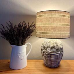 Linen Lampshade Or Ceiling Green Stripes Natural Washed French Linen - thumbnail 2