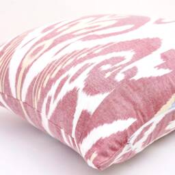 Handmade Silk Cotton Ikat Pillow Cover, Purple Decorative Cushion - 15x15 - thumbnail 2
