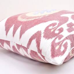 Handmade Silk Cotton Ikat Pillow Cover, Purple Decorative Cushion - 15x15 - thumbnail 3