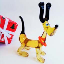 Art Glass Gift Figurine Animals Lampworking Color Glass Dog With Collar Sculpture For Kids Handmade Miniature Christmas Gift - thumbnail 3