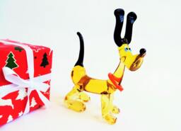 Art Glass Gift Figurine Animals Lampworking Color Glass Dog With Collar Sculpture For Kids Handmade Miniature Christmas Gift - thumbnail 1