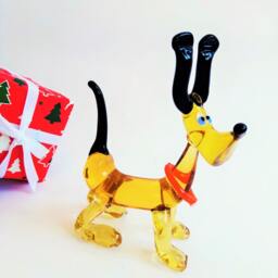 Art Glass Gift Figurine Animals Lampworking Color Glass Dog With Collar Sculpture For Kids Handmade Miniature Christmas Gift - thumbnail 2
