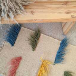 Colorful Handmade Flokati Rug, Wool Tufted Area Abstract Geometric Carpet, Washable & Modern - thumbnail 2